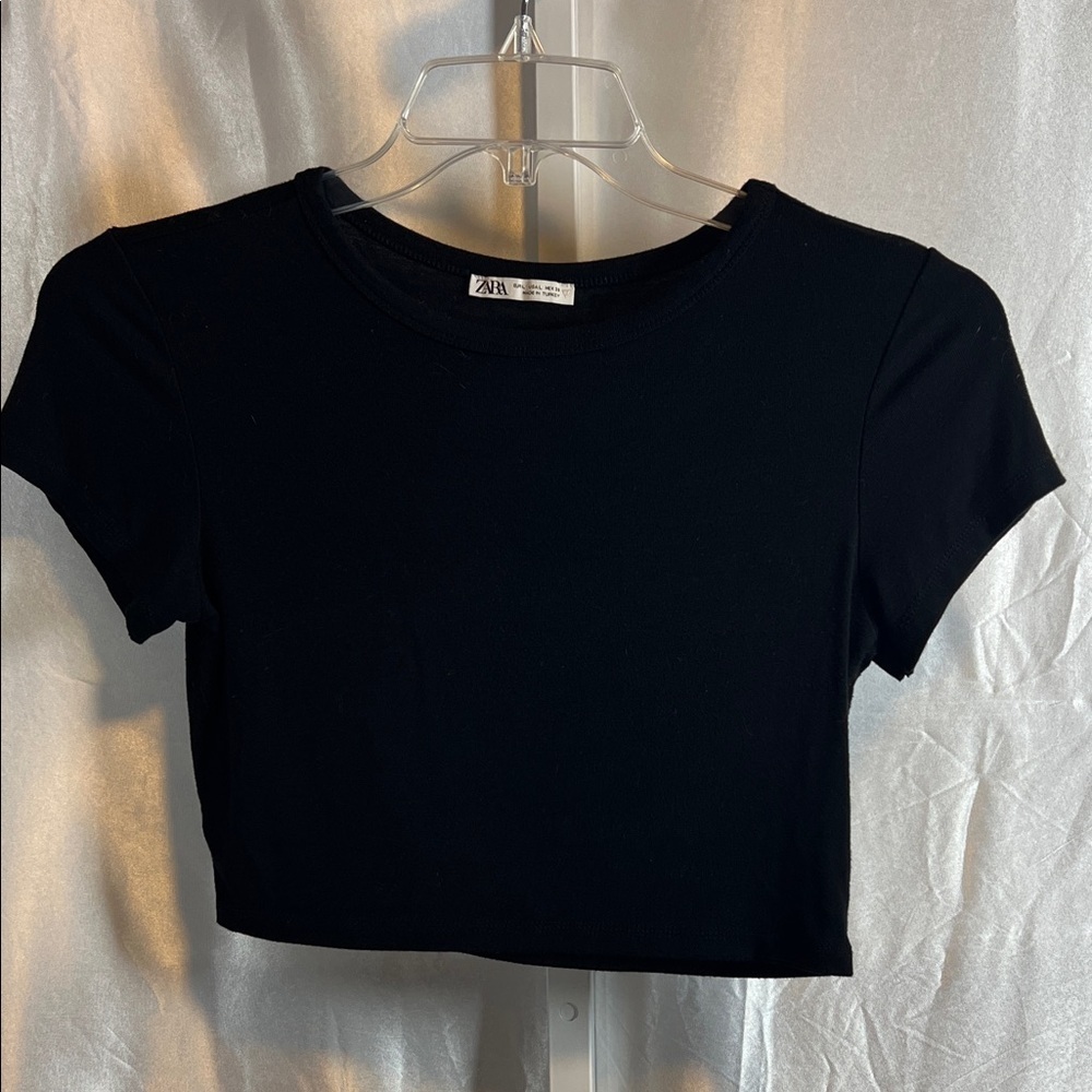 Zara Elegant Black Crop Top A0309